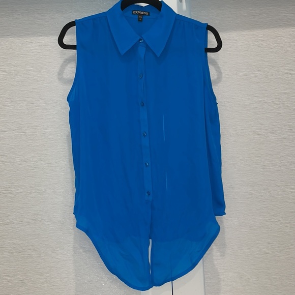 TURQUOISE BLUE BLOUSE! Button down and tie knot front! - Picture 12 of 12